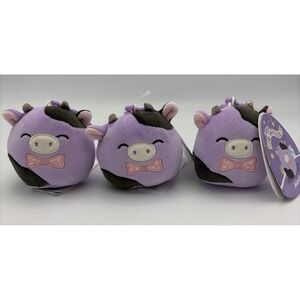 Alexie Squishmallows 4" Clip-On the Bow tie Cow   Lot Of 3